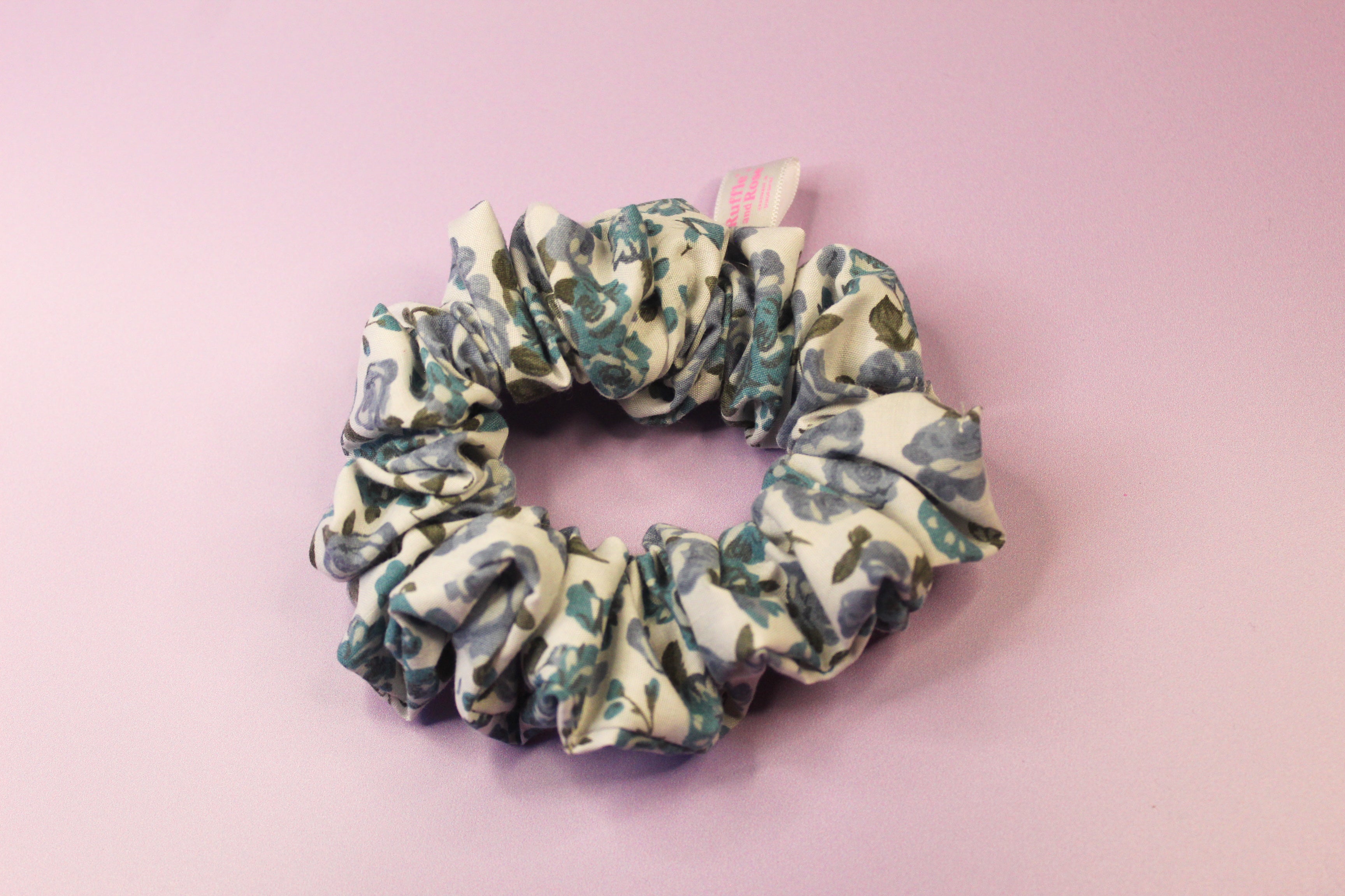 Vintage Blue Flower Scrunchie