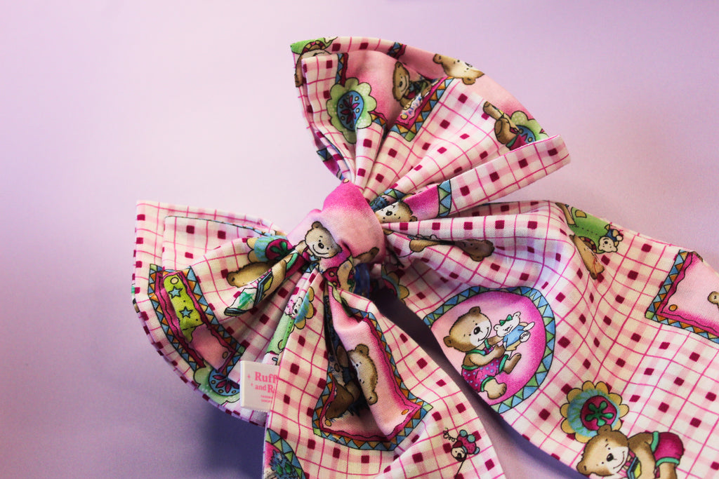 Teddy Bear Pink Hair Bow