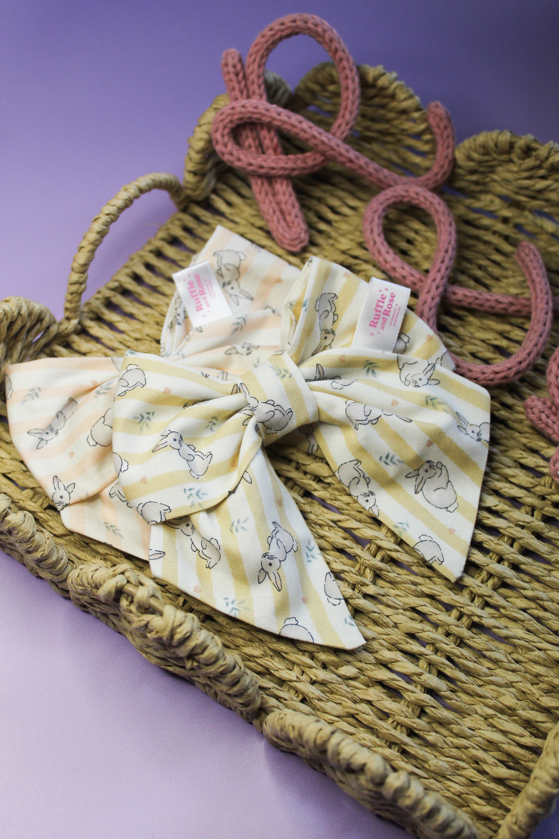 Yellow Easter Bunnies Hair Bow