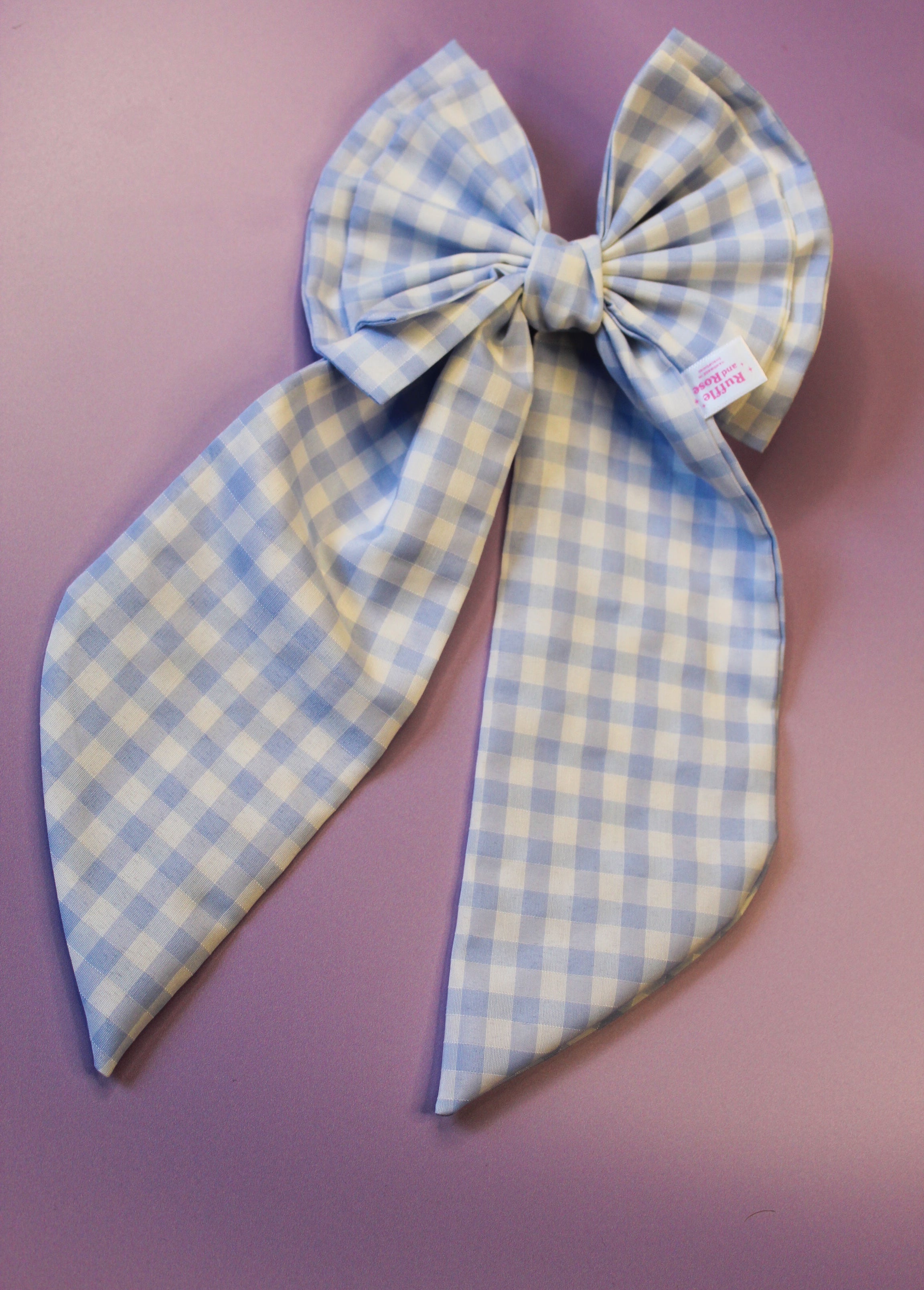 Baby Blue Gingham Hair Bow