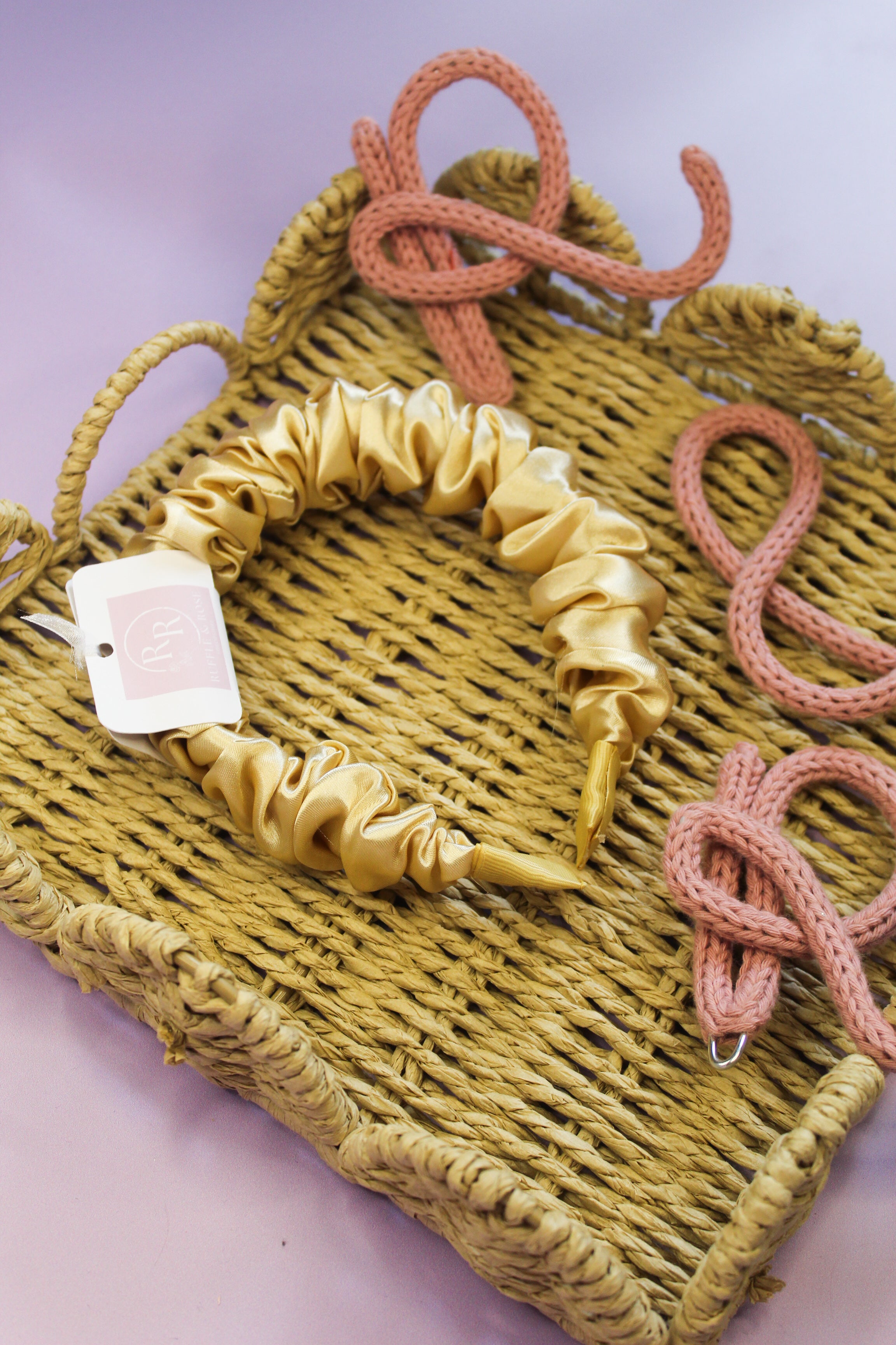 Golden Satin Ruffle Headband