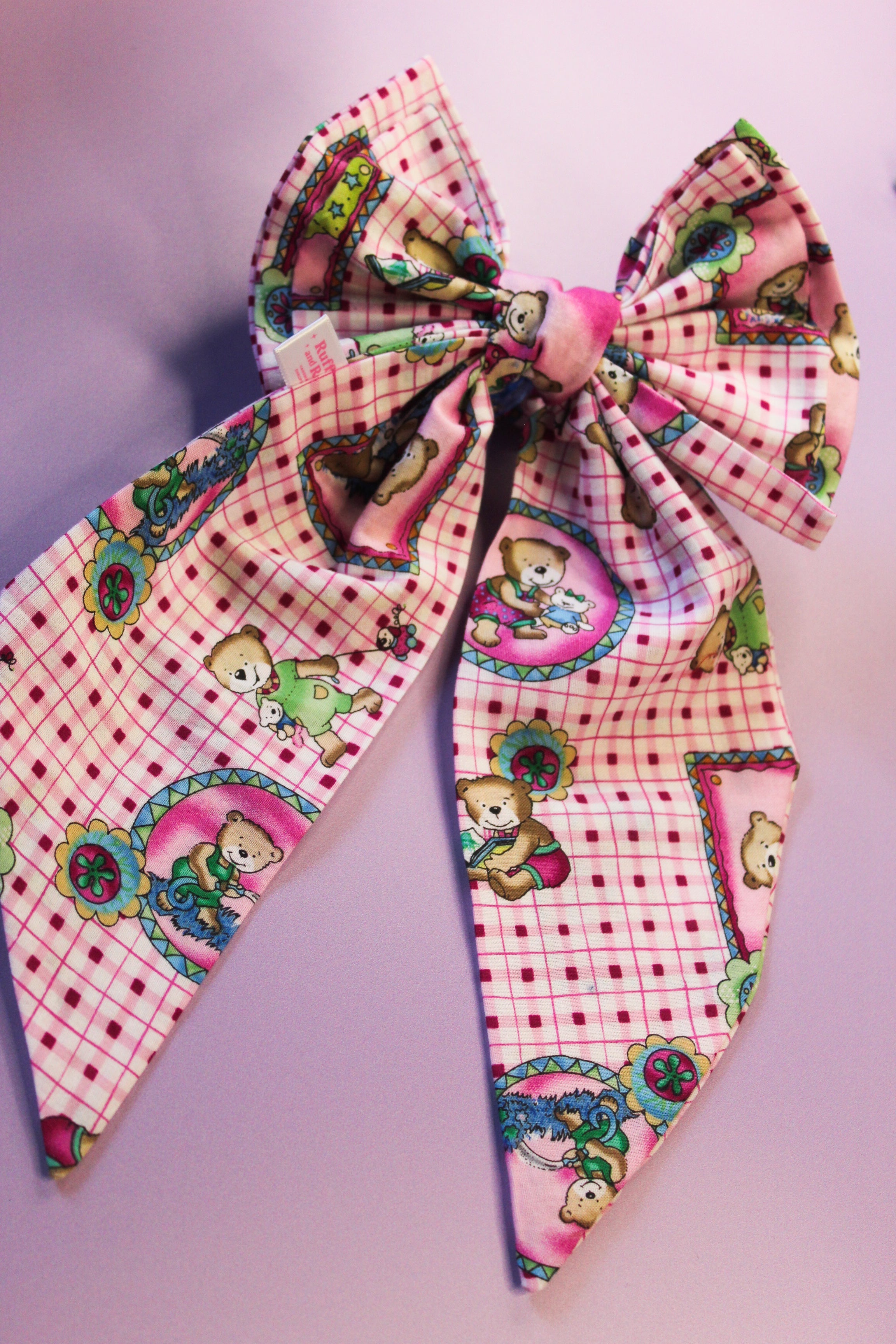 Teddy Bear Pink Hair Bow