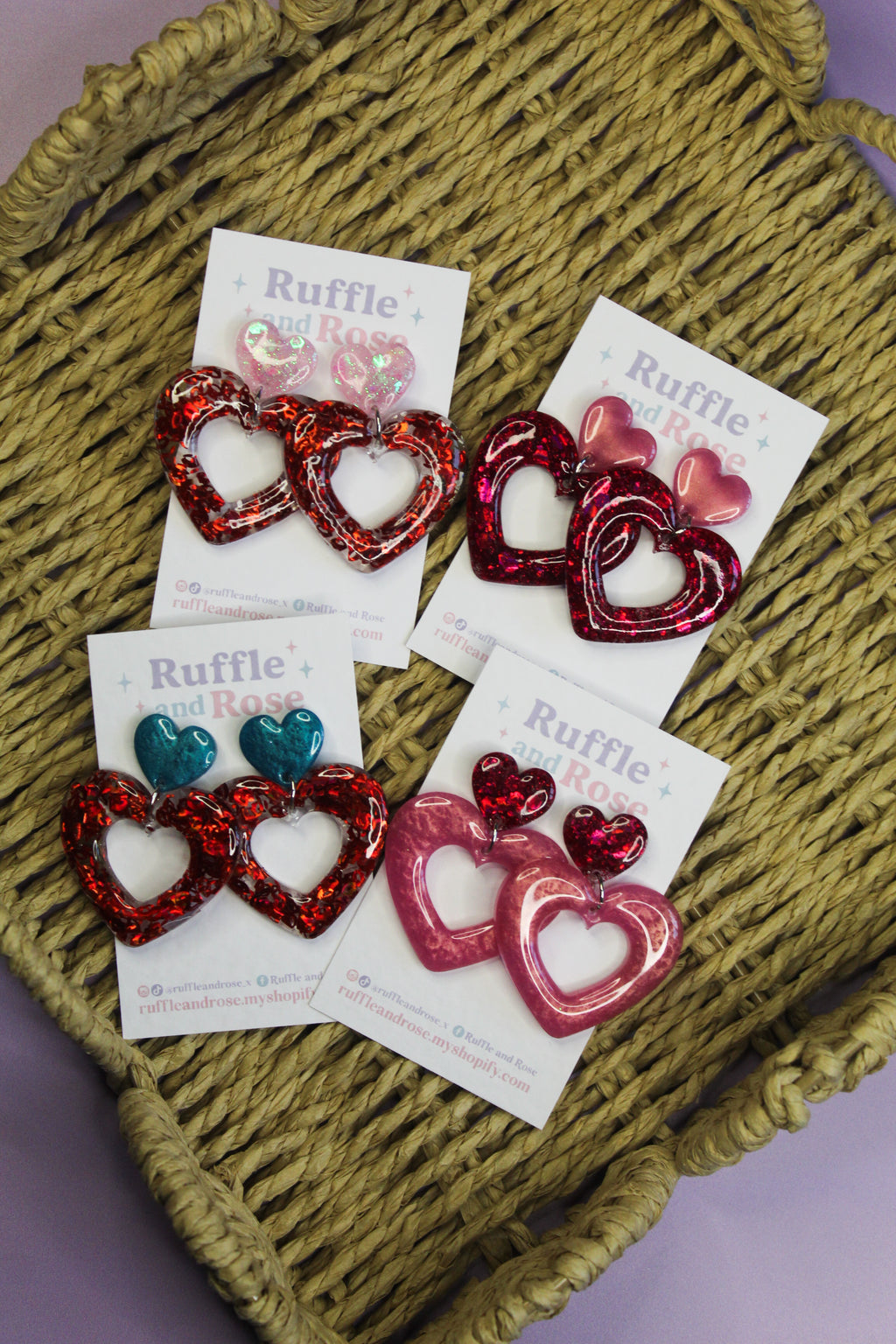 Heart Dangle Studs