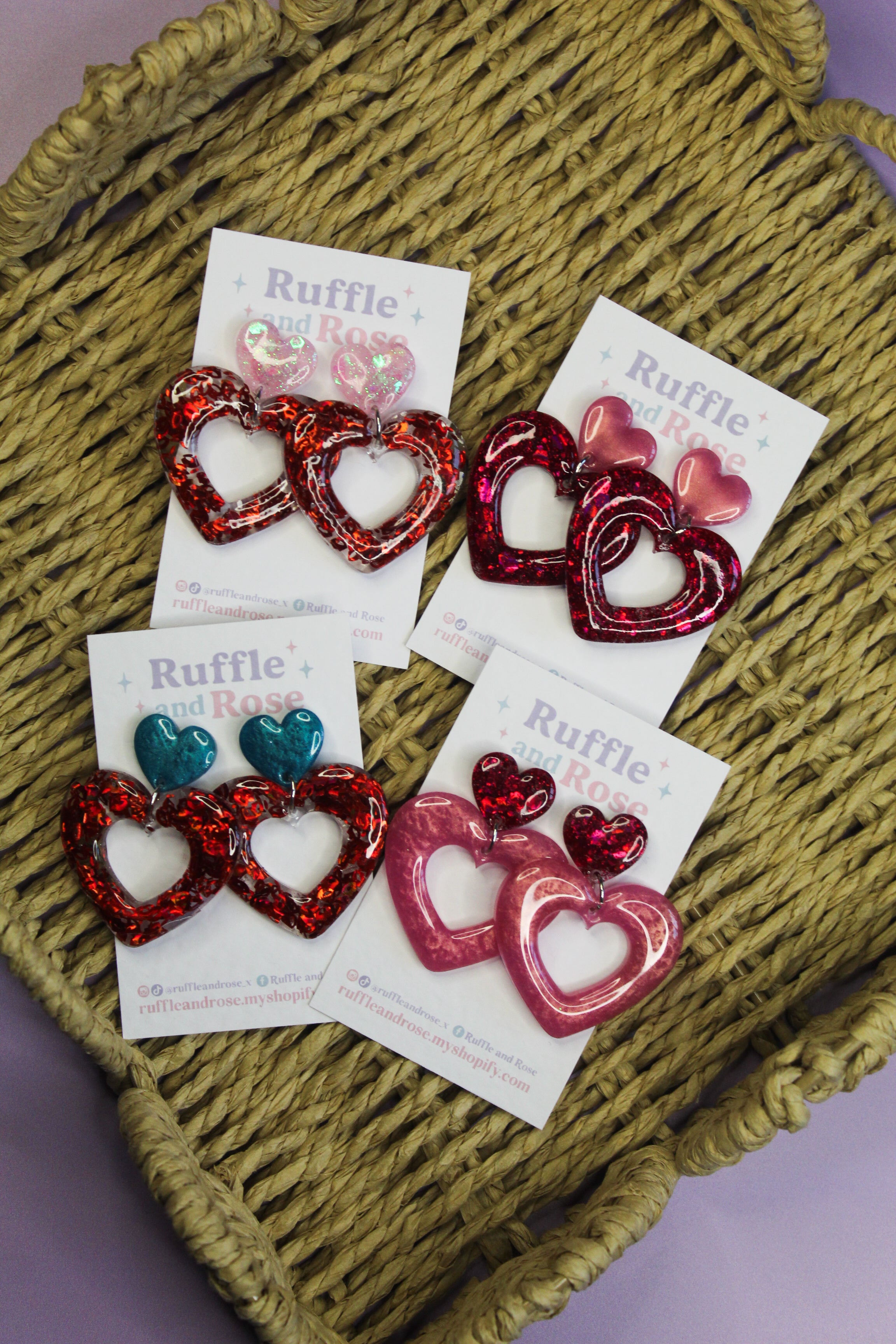 Heart Dangle Studs