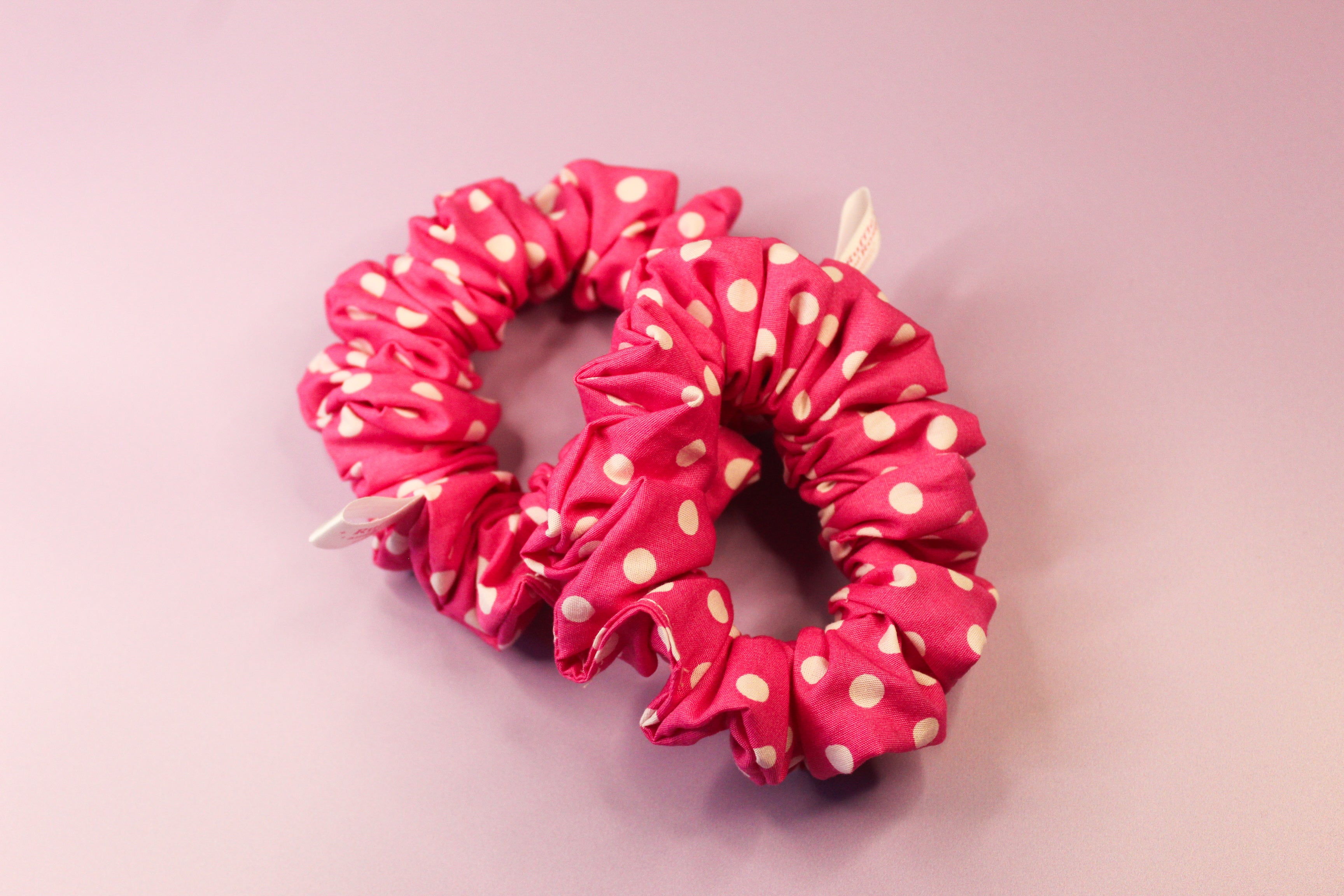 Hot Pink Polka Scrunchie
