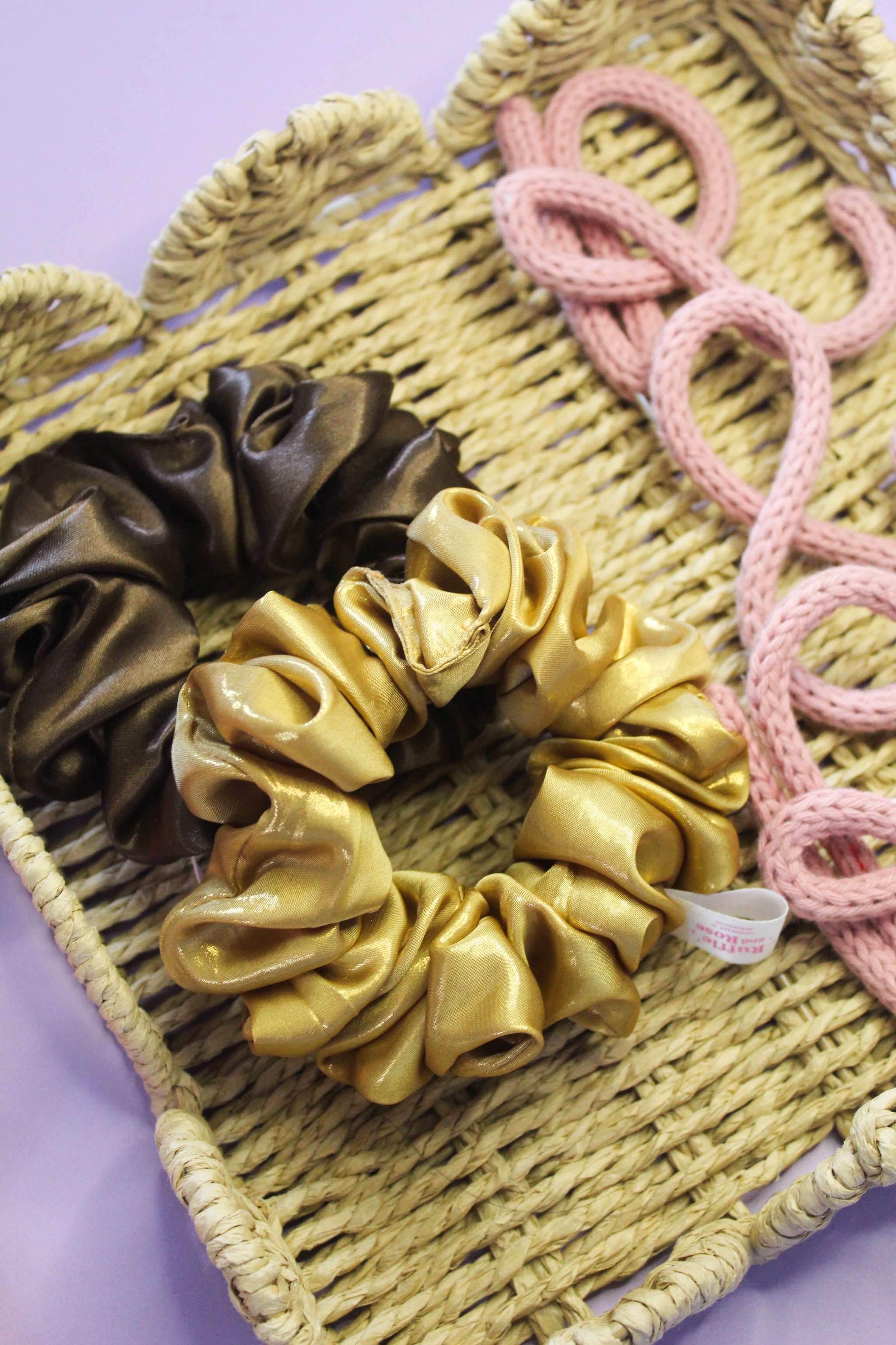 Gold Shimmer Satin Scrunchie