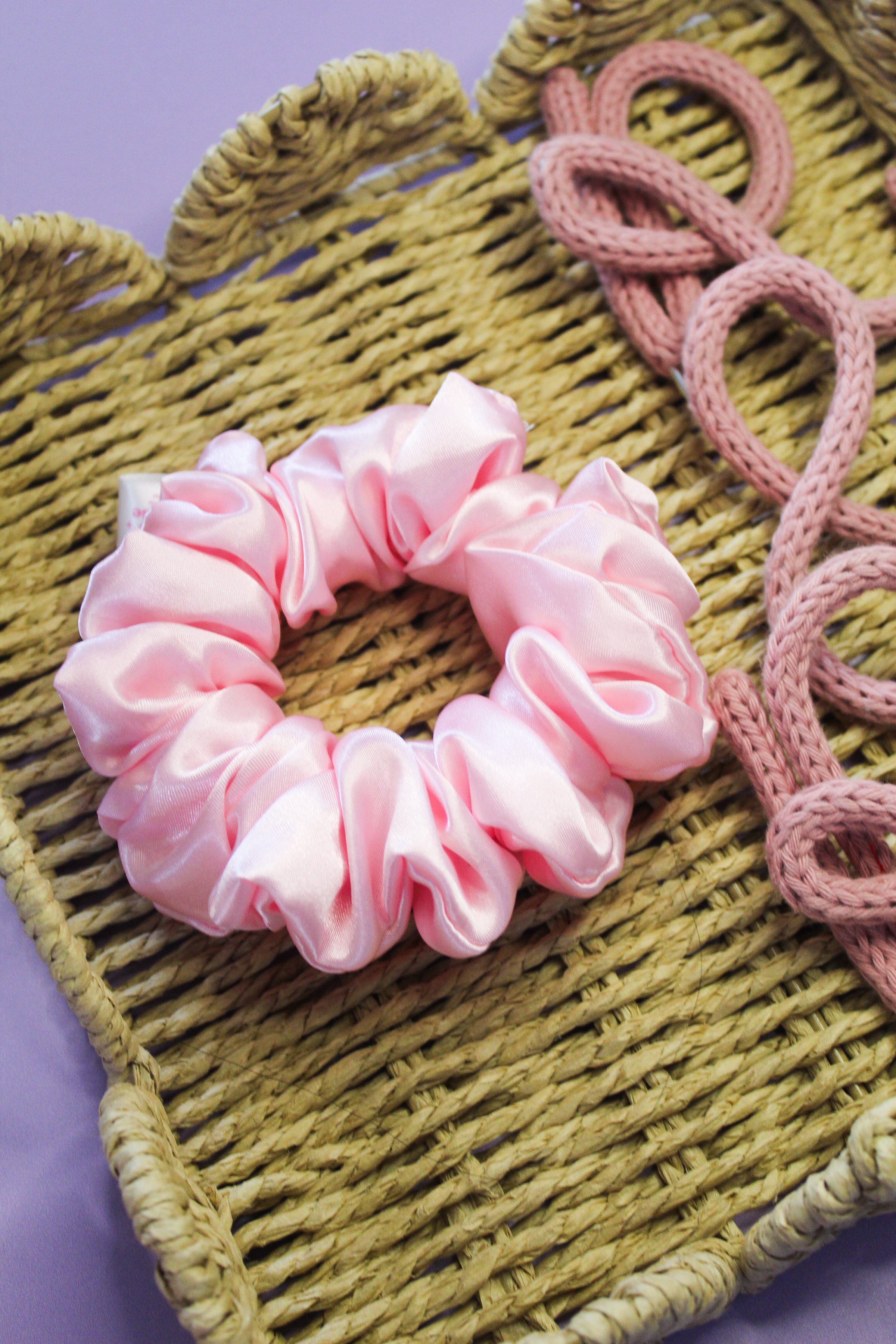 Light Pink Satin Scrunchie