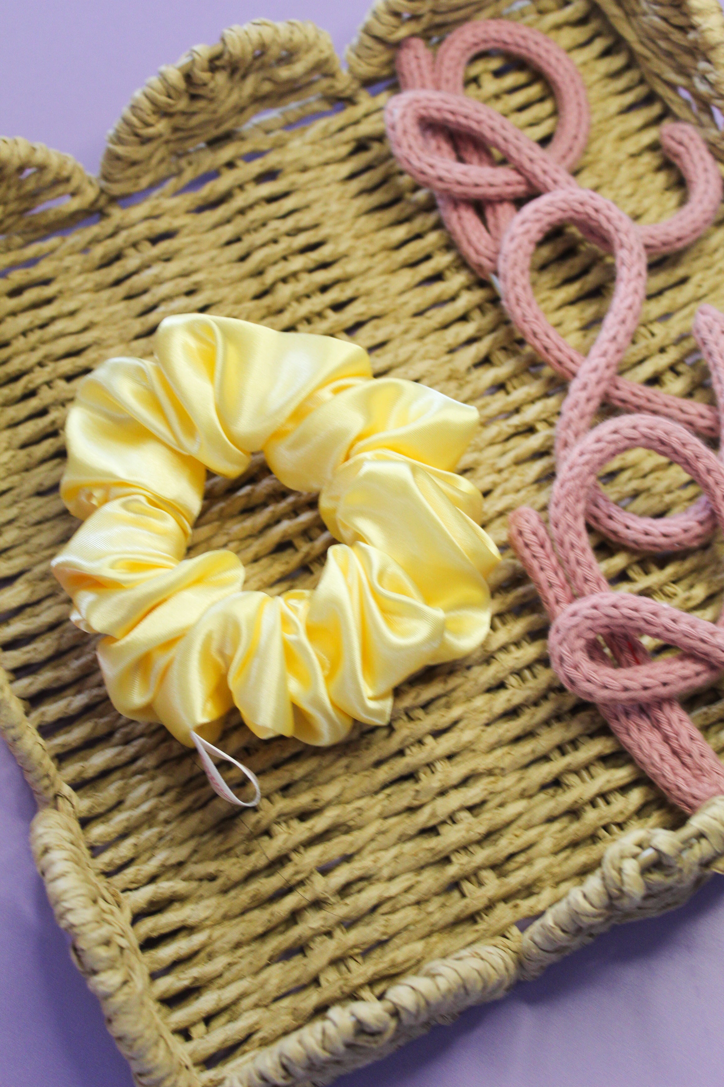 Lemon Satin Scrunchie