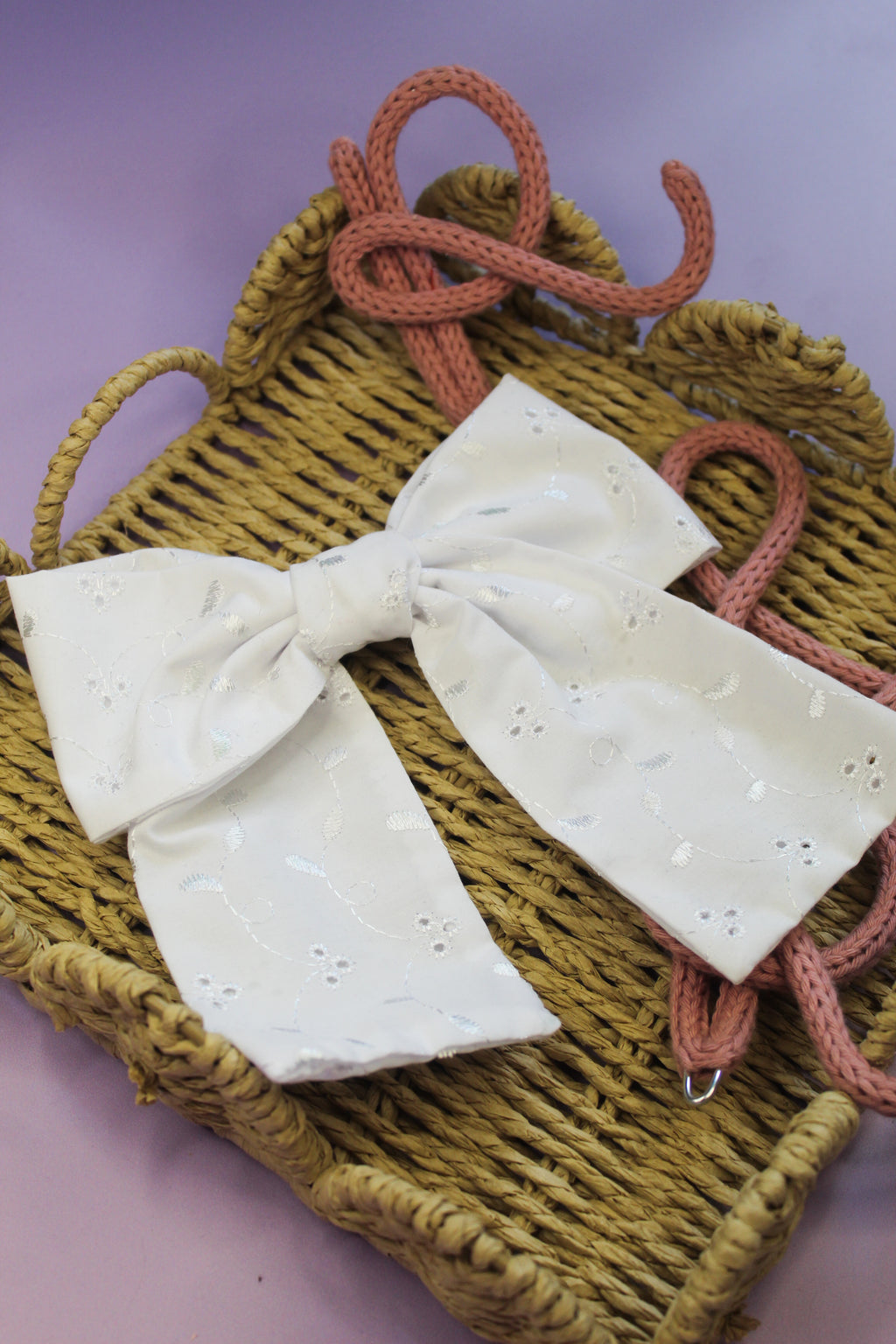 White Broderie Bow
