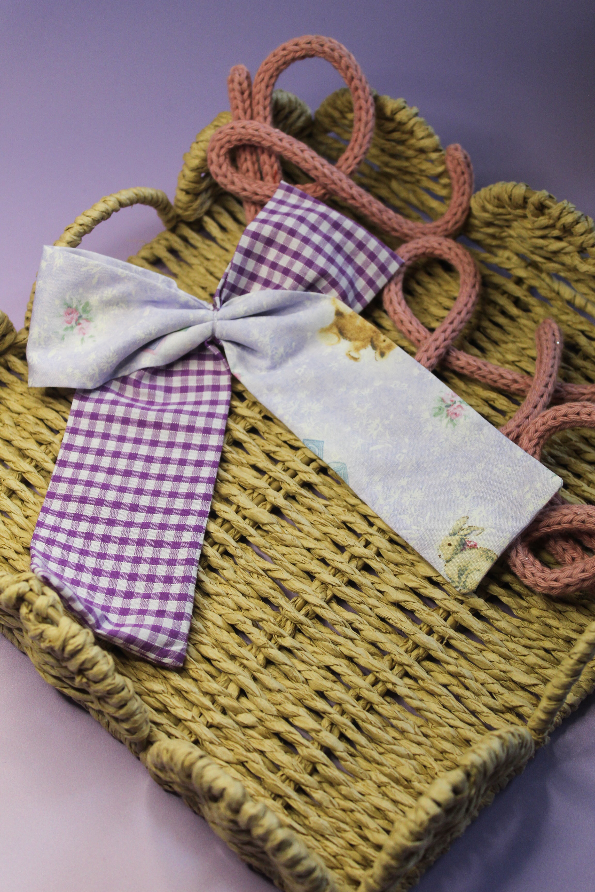 Gingham Bear Bow