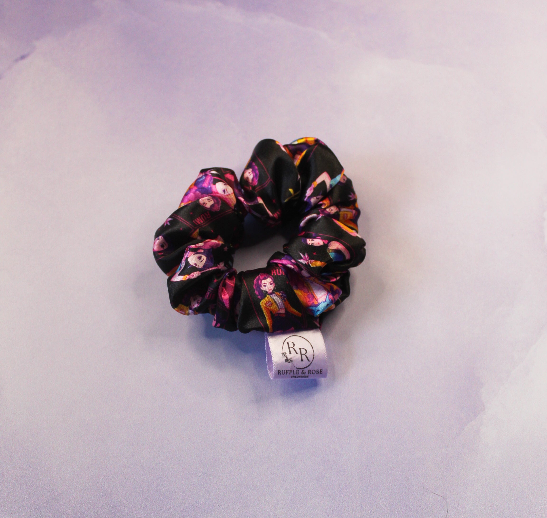 Black Satin Hunters Mini Scrunchie