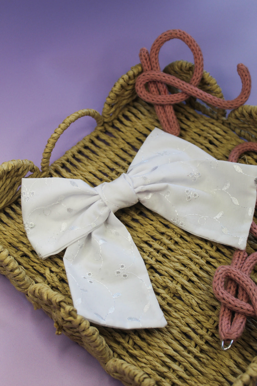 White Broderie Bow