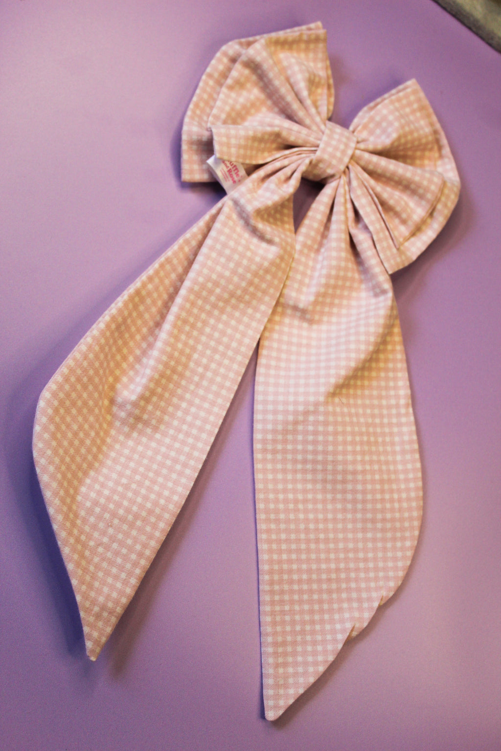 Vintage Pink Gingham Hair Bow