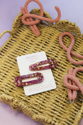 Purple Glittered Hair Clips