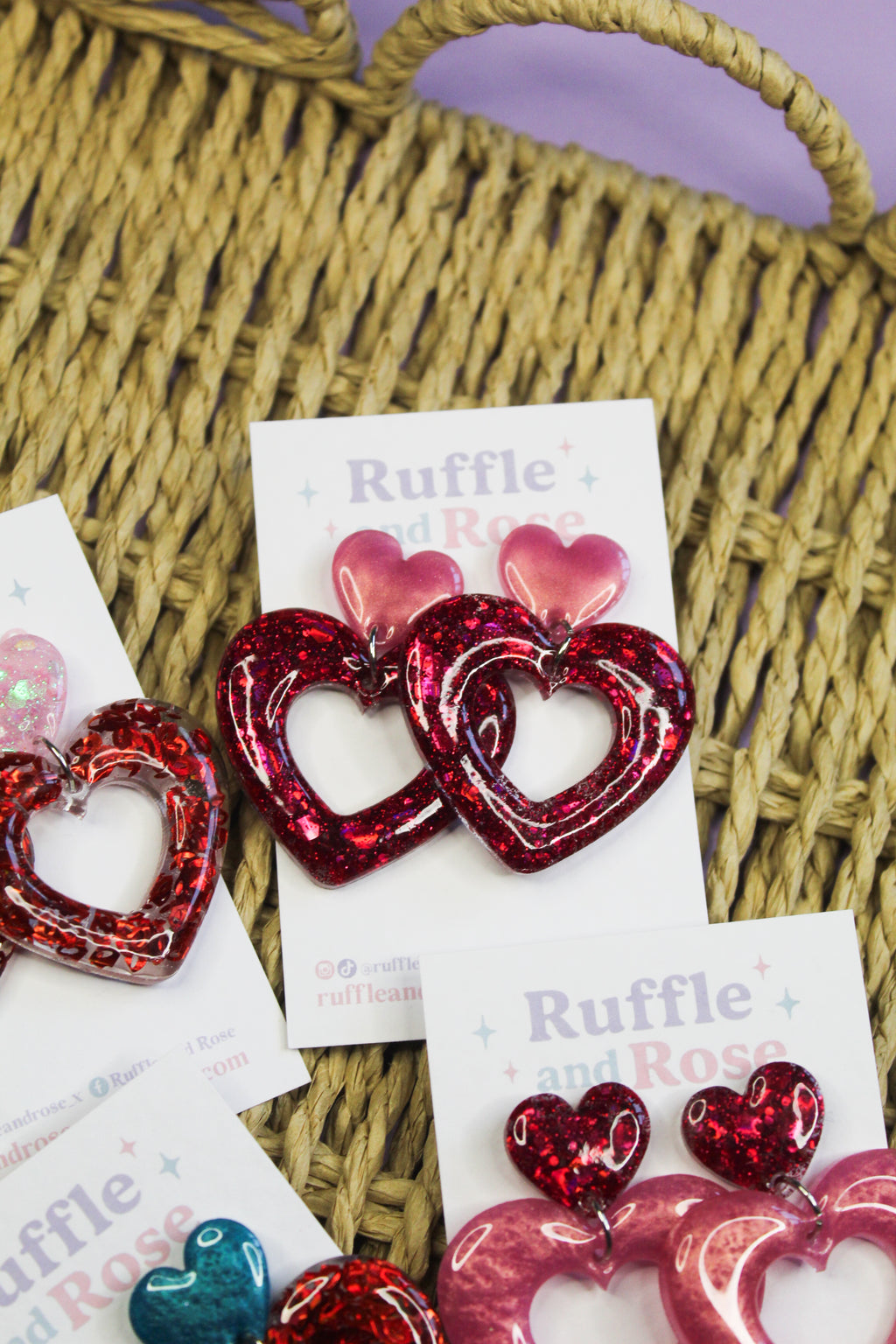 Heart Dangle Studs