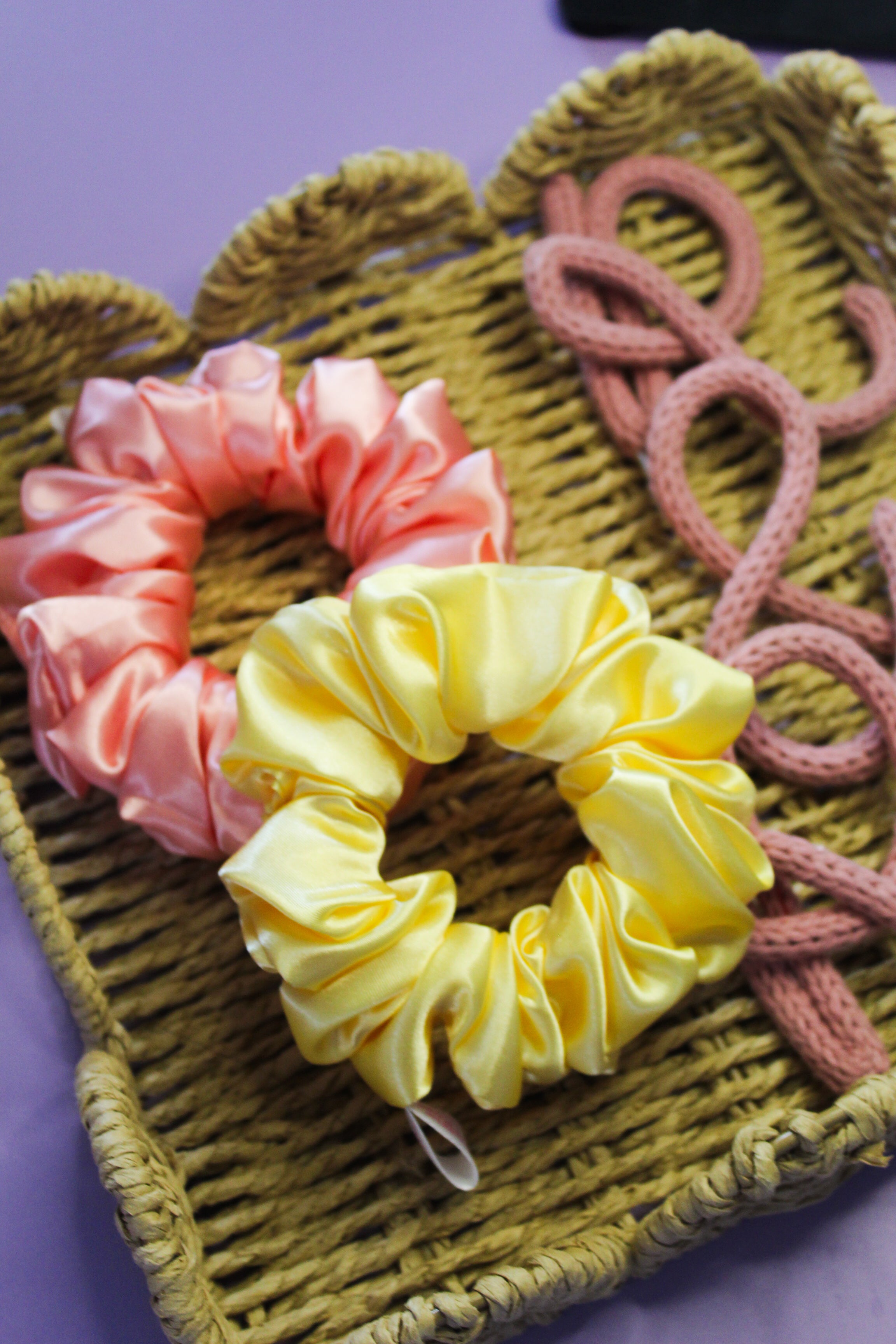 Peach Satin Scrunchie