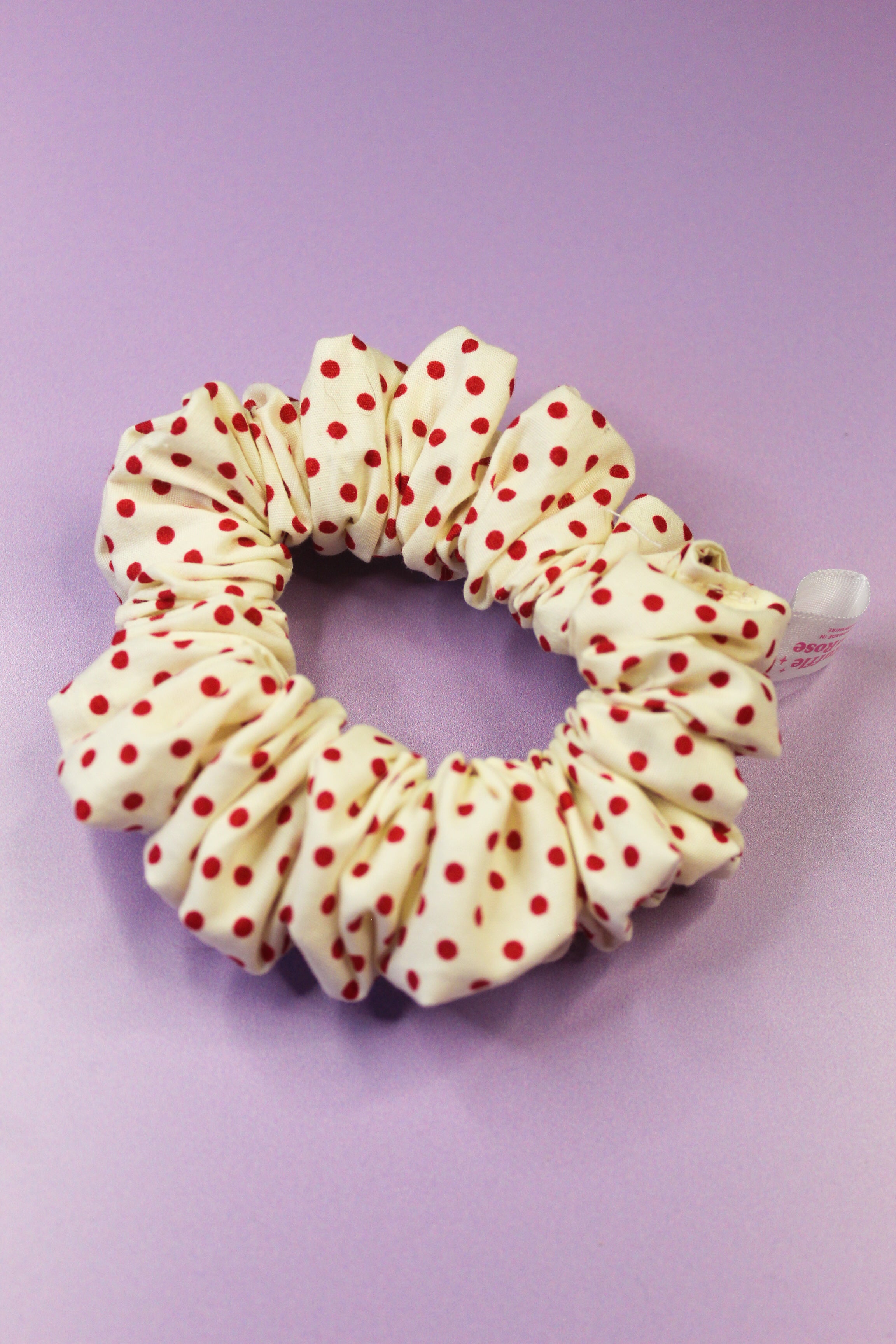 Golden Red Polka Dot Scrunchie