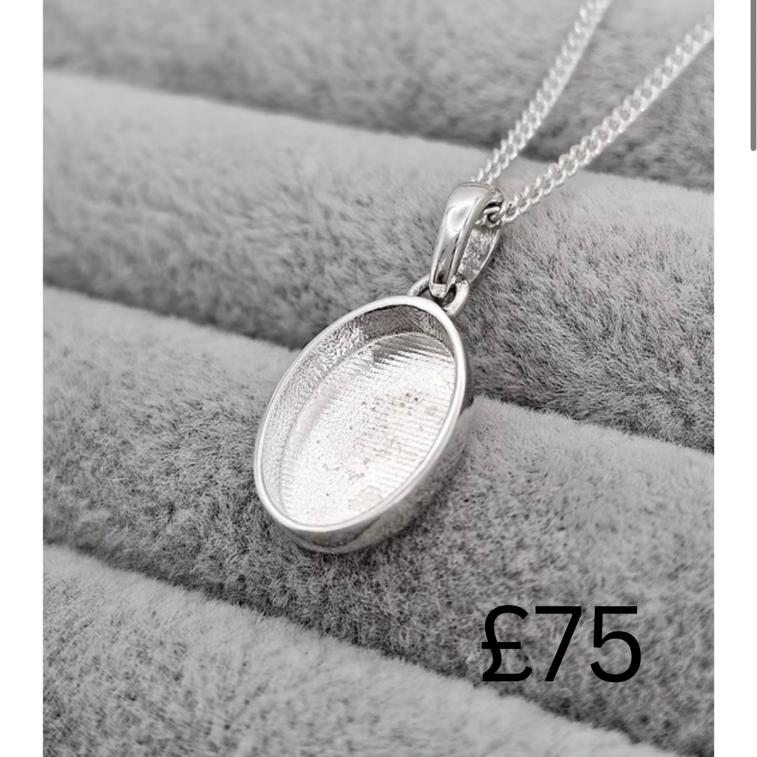 Necklace, Ashes, Breast Milk, Fabric, Teeth.