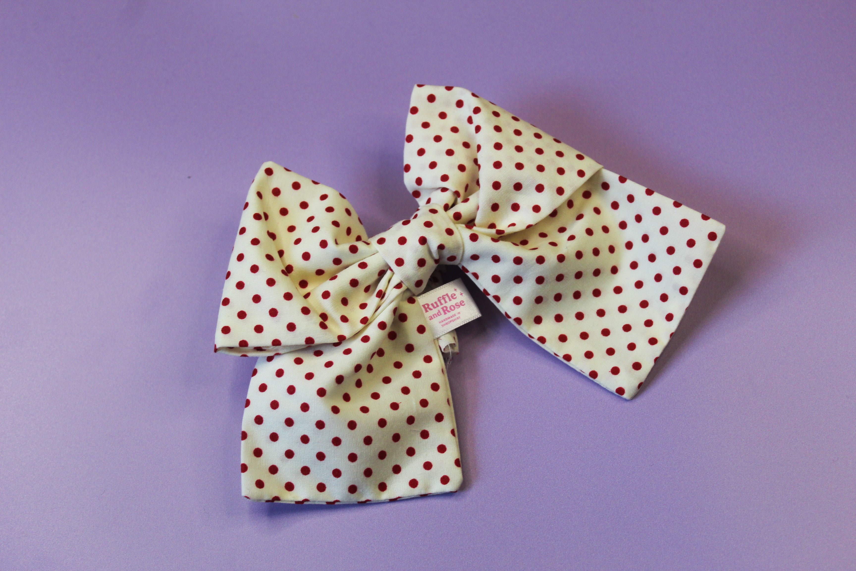 Golden Red Polka Dot Hair Bow