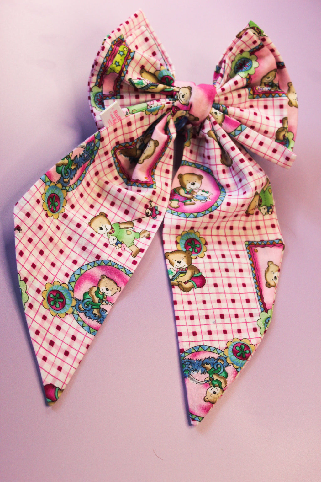 Teddy Bear Pink Hair Bow
