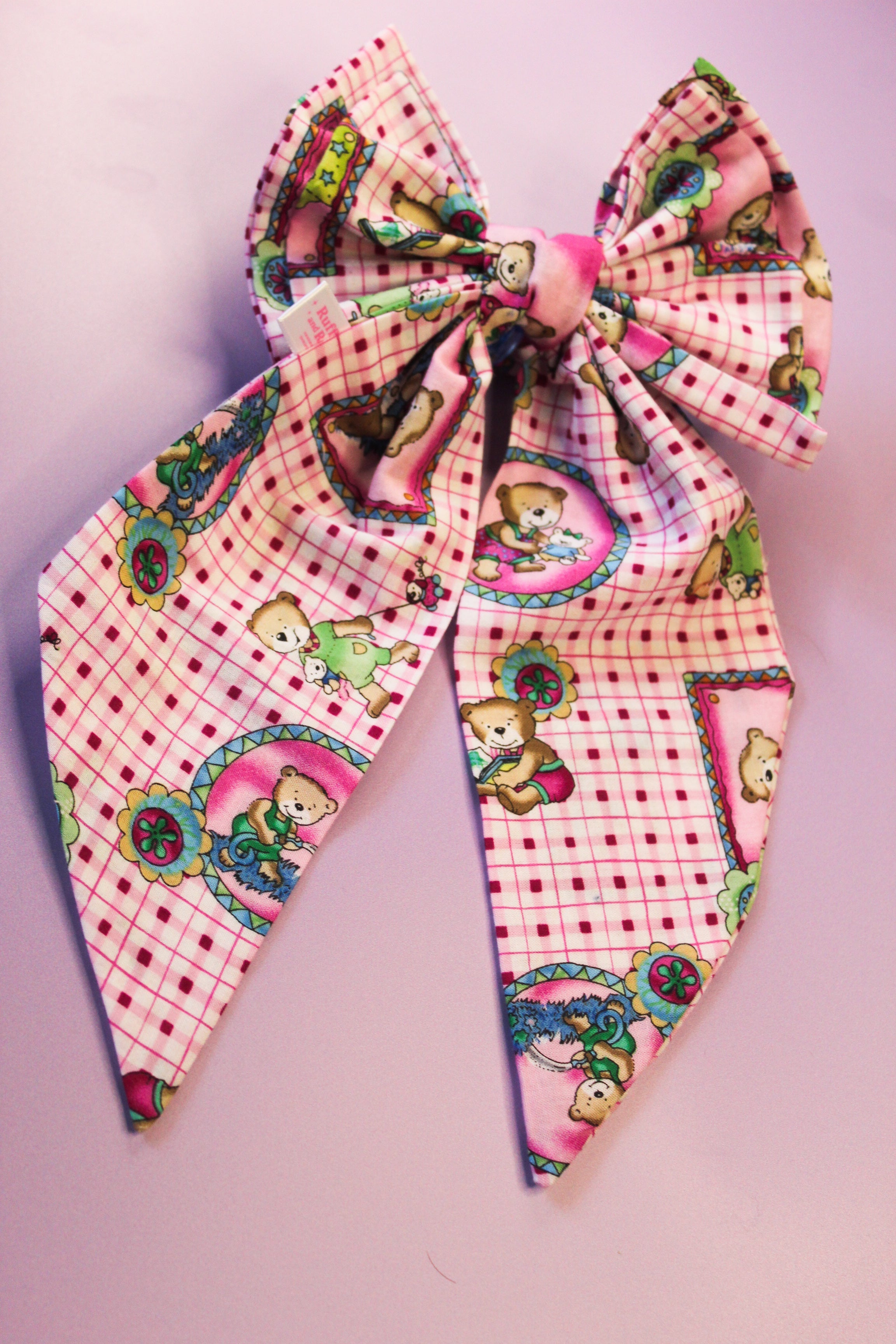 Teddy Bear Pink Hair Bow