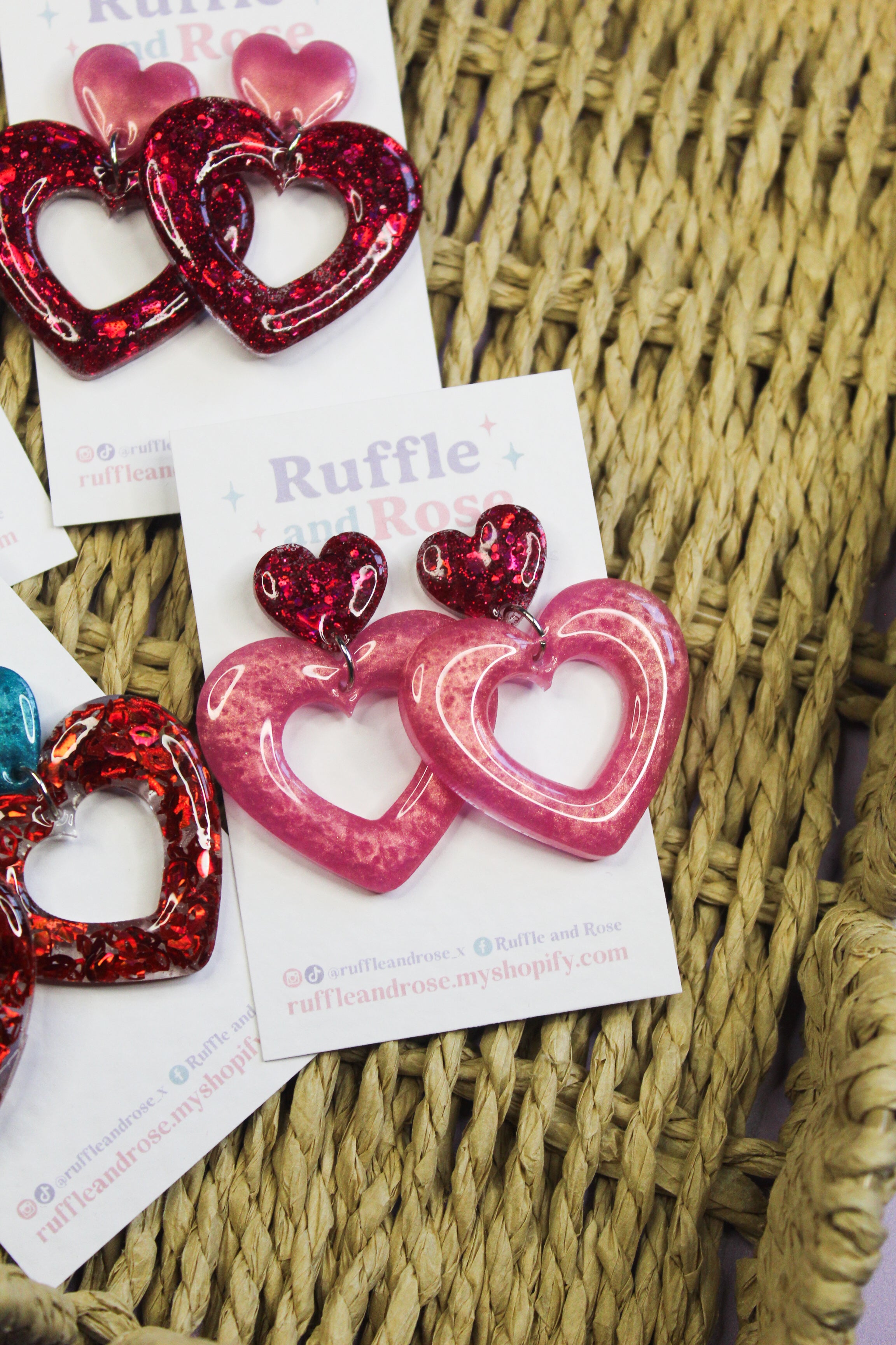 Heart Dangle Studs