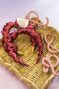 Burgundy Satin Ruffle Headband