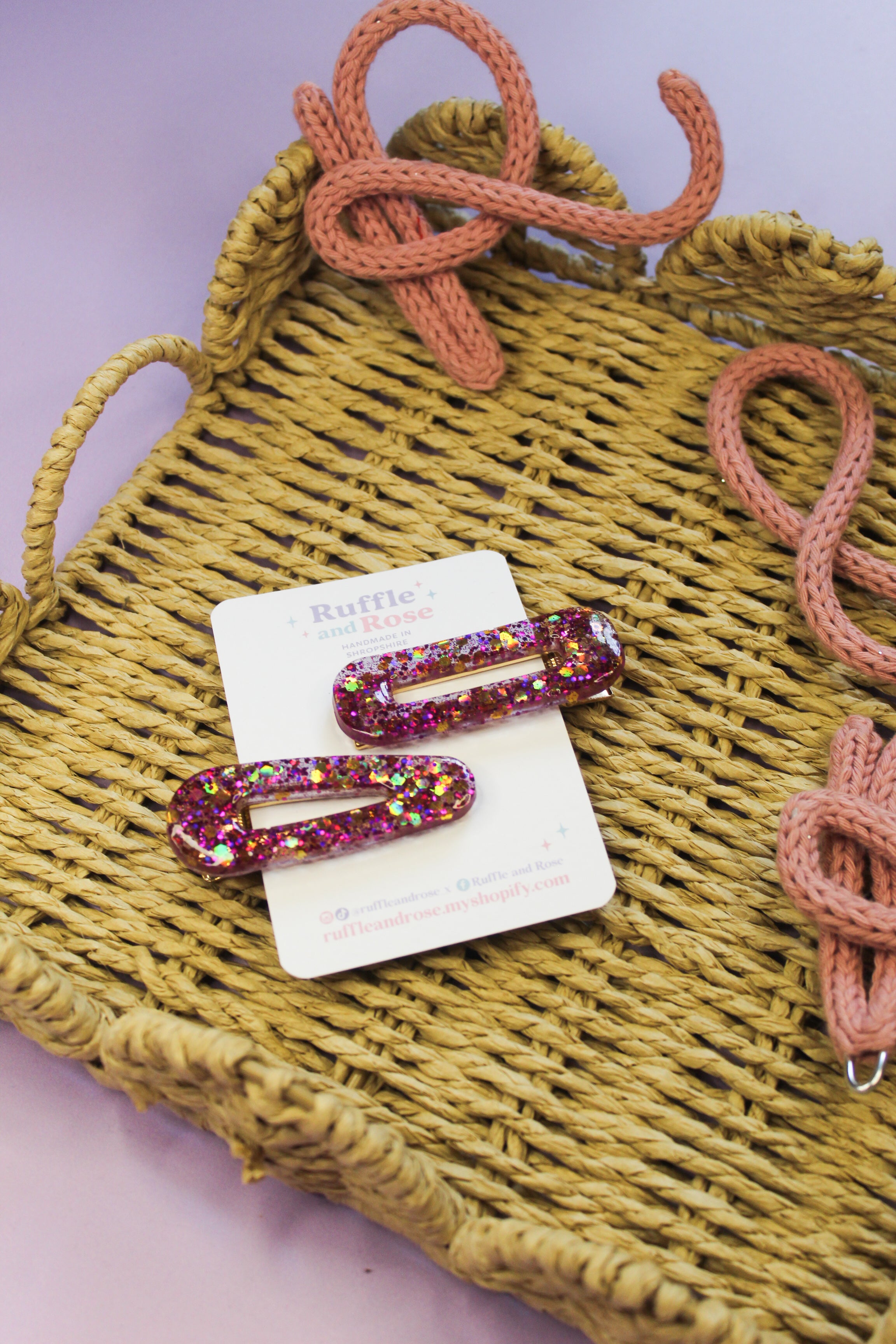 Purple Glittered Hair Clips
