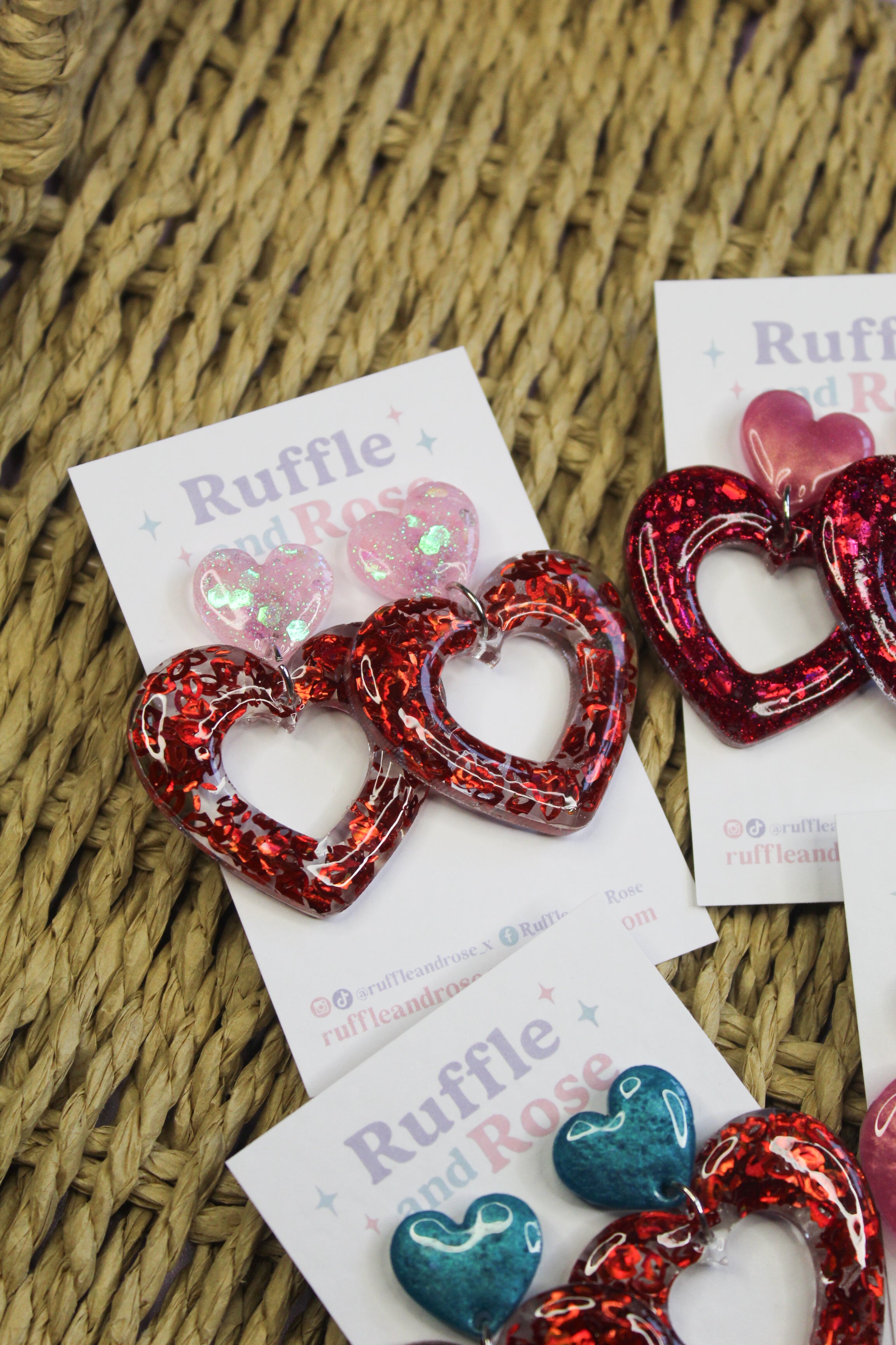Heart Dangle Studs