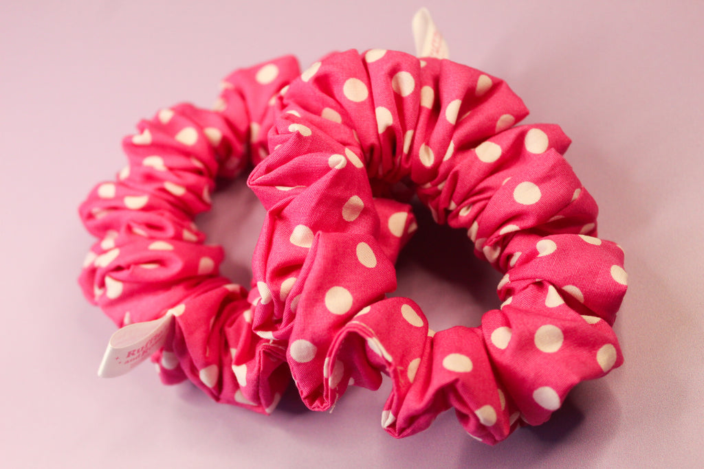 Hot Pink Polka Scrunchie