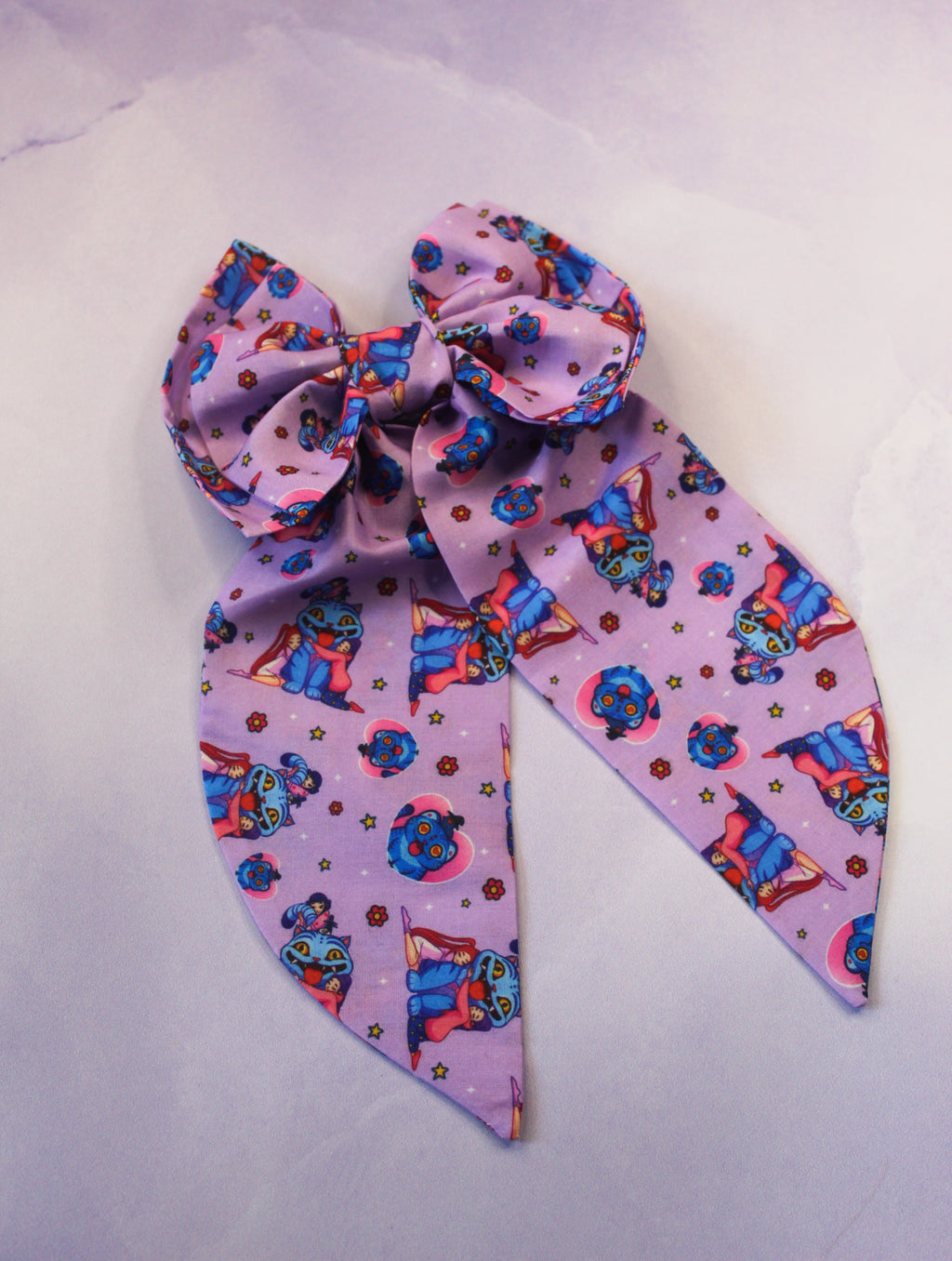 Demon Cat Purple Hair Bow