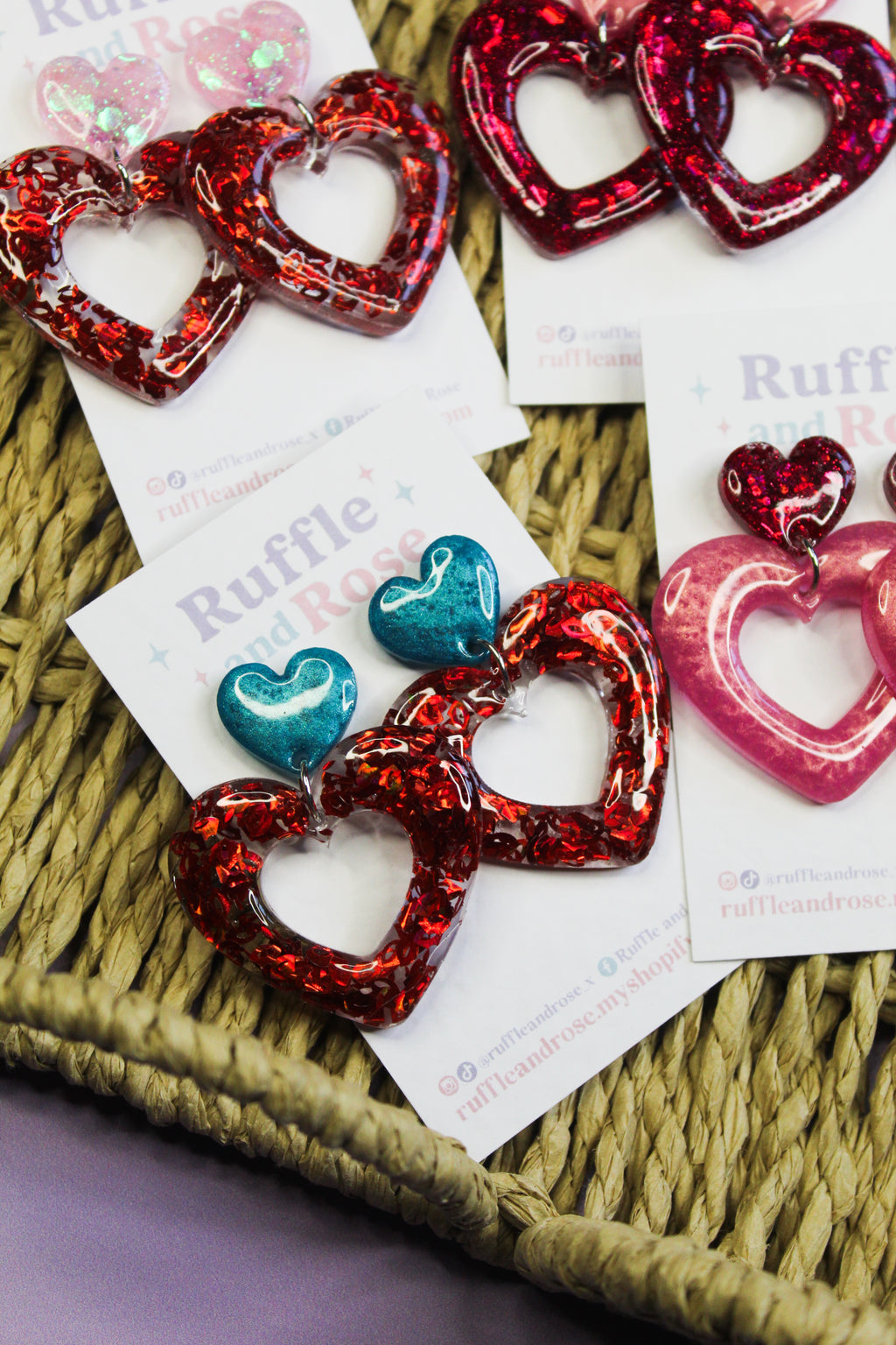 Heart Dangle Studs