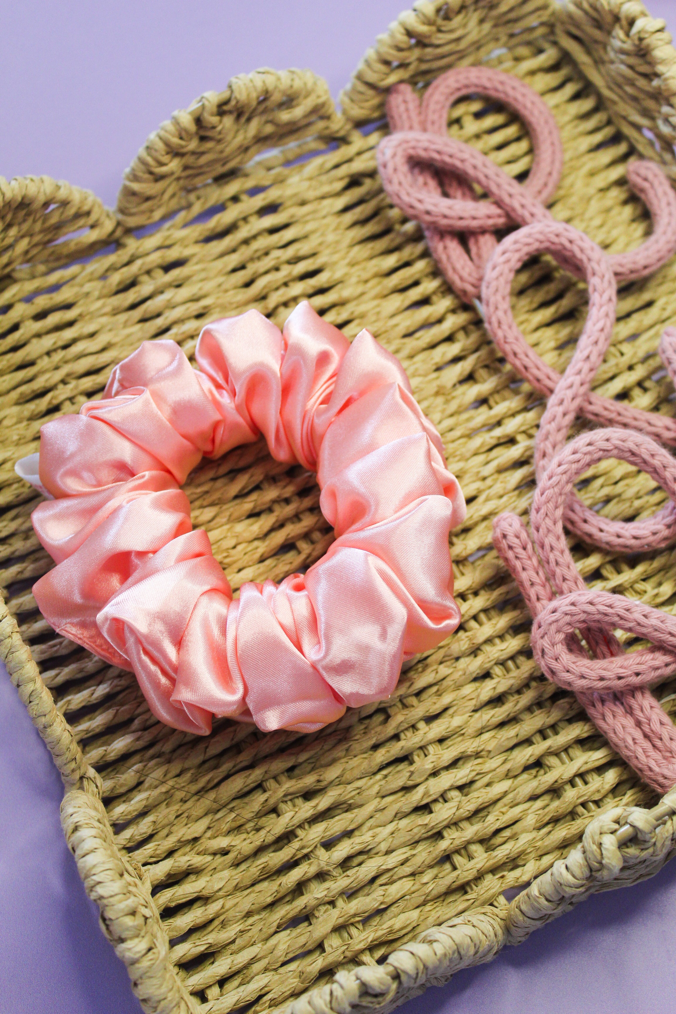 Peach Satin Scrunchie