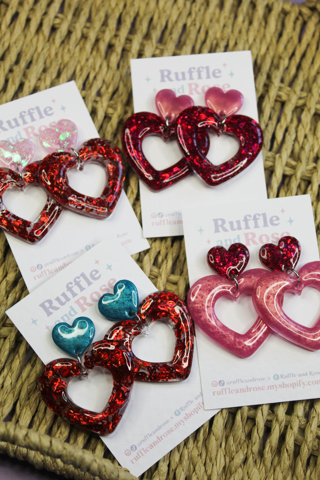 Heart Dangle Studs