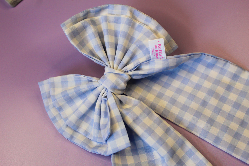 Baby Blue Gingham Hair Bow