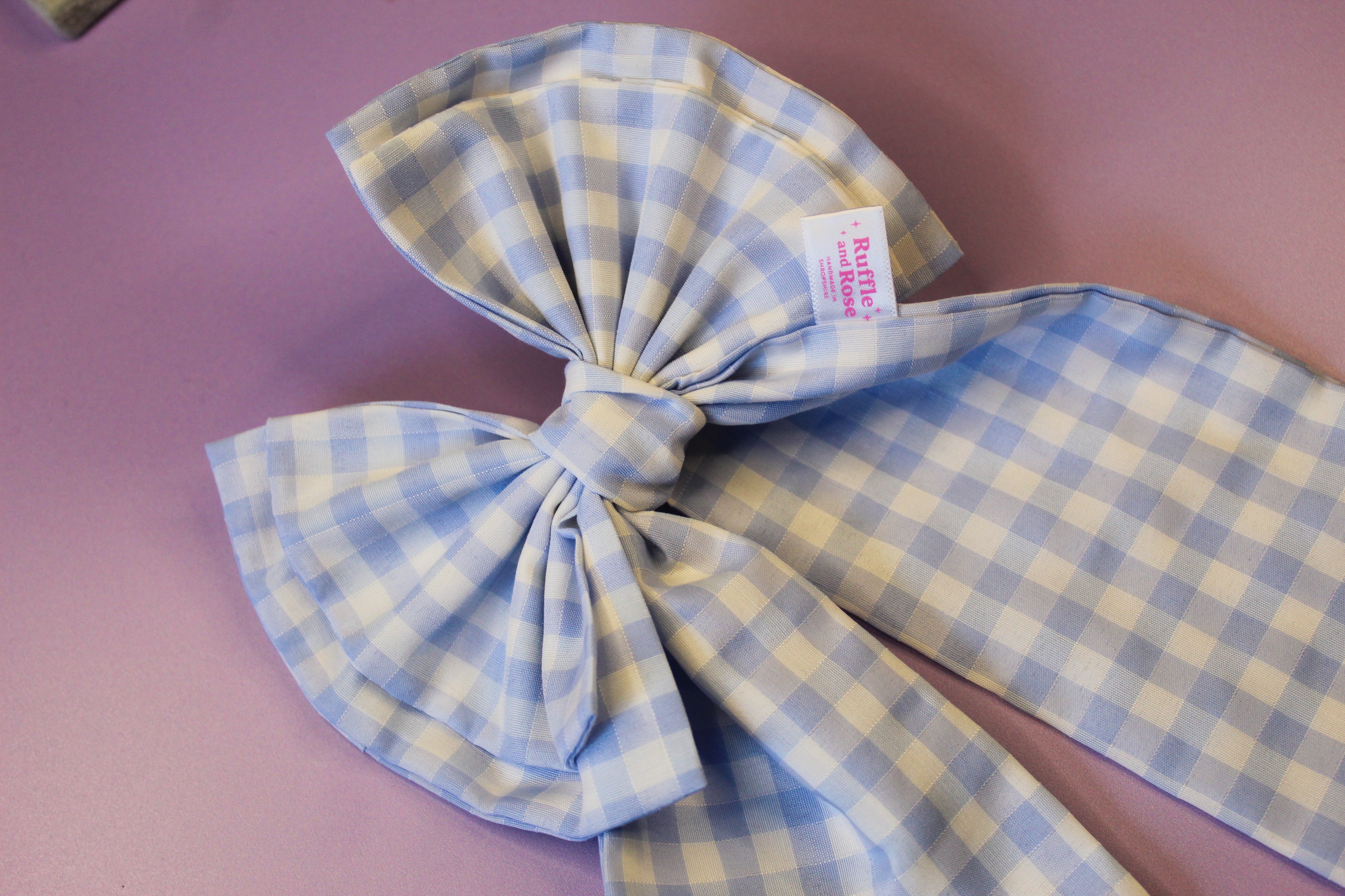 Baby Blue Gingham Hair Bow