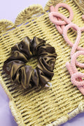 Chocolate Brown Satin Scrunchie