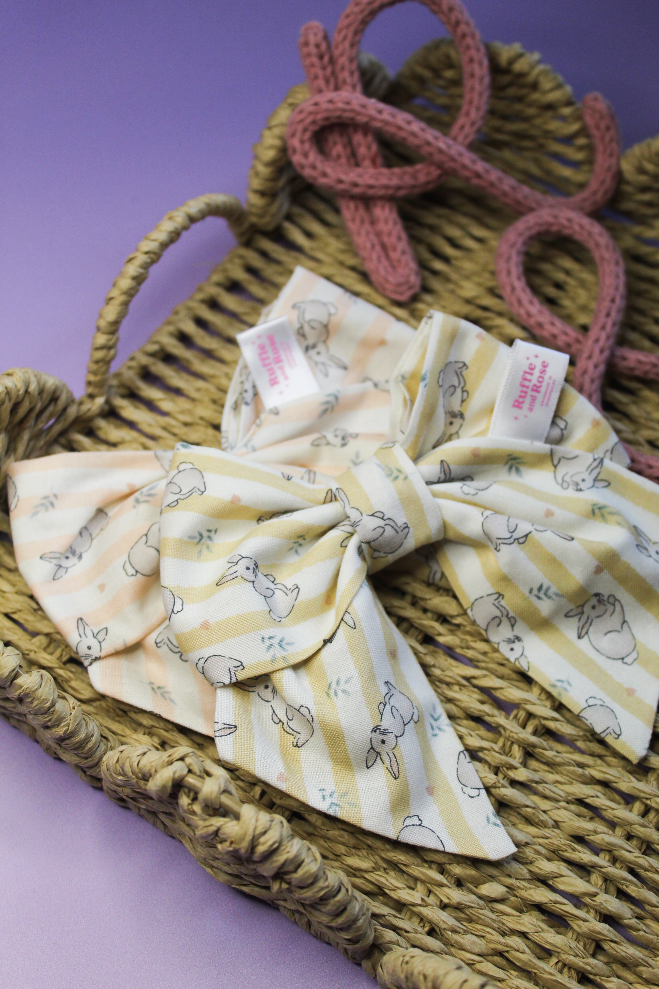 Yellow Easter Bunnies Hair Bow