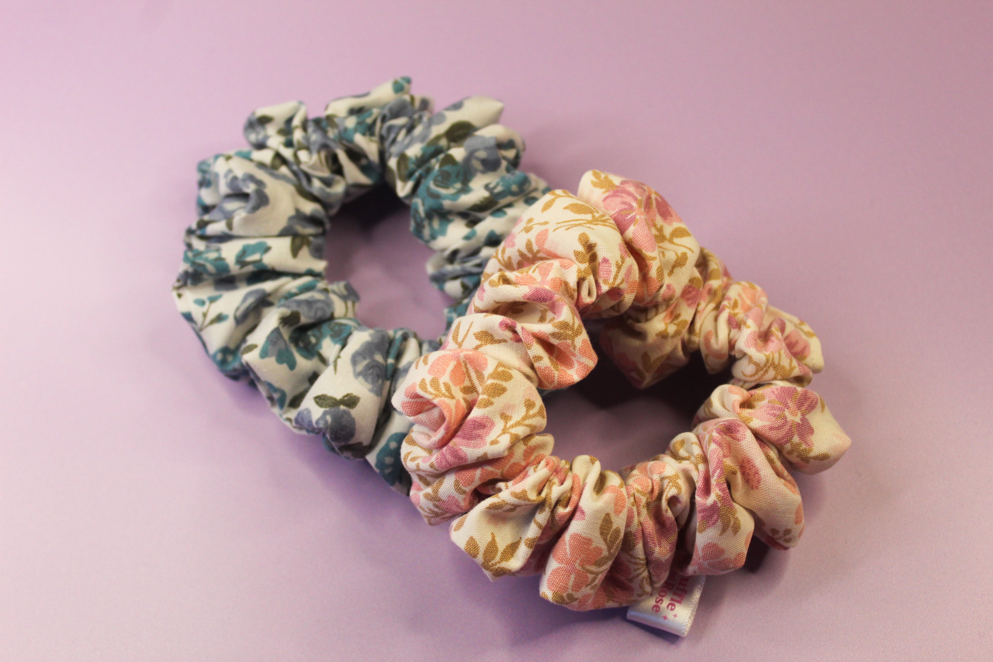 Vintage Blue Flower Scrunchie
