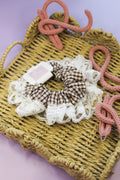 Brown Gingham Frilled Scrunchie