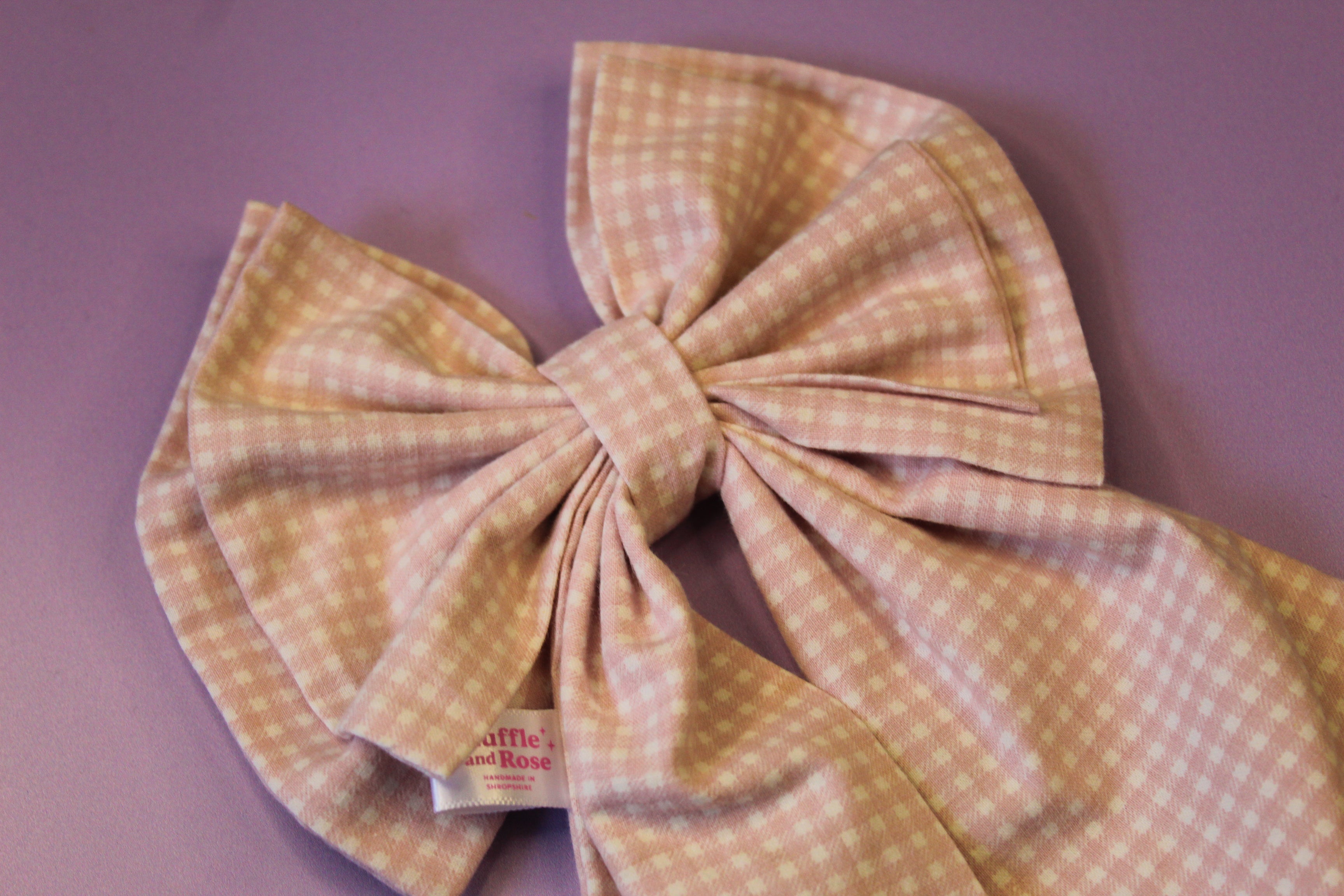 Vintage Pink Gingham Hair Bow